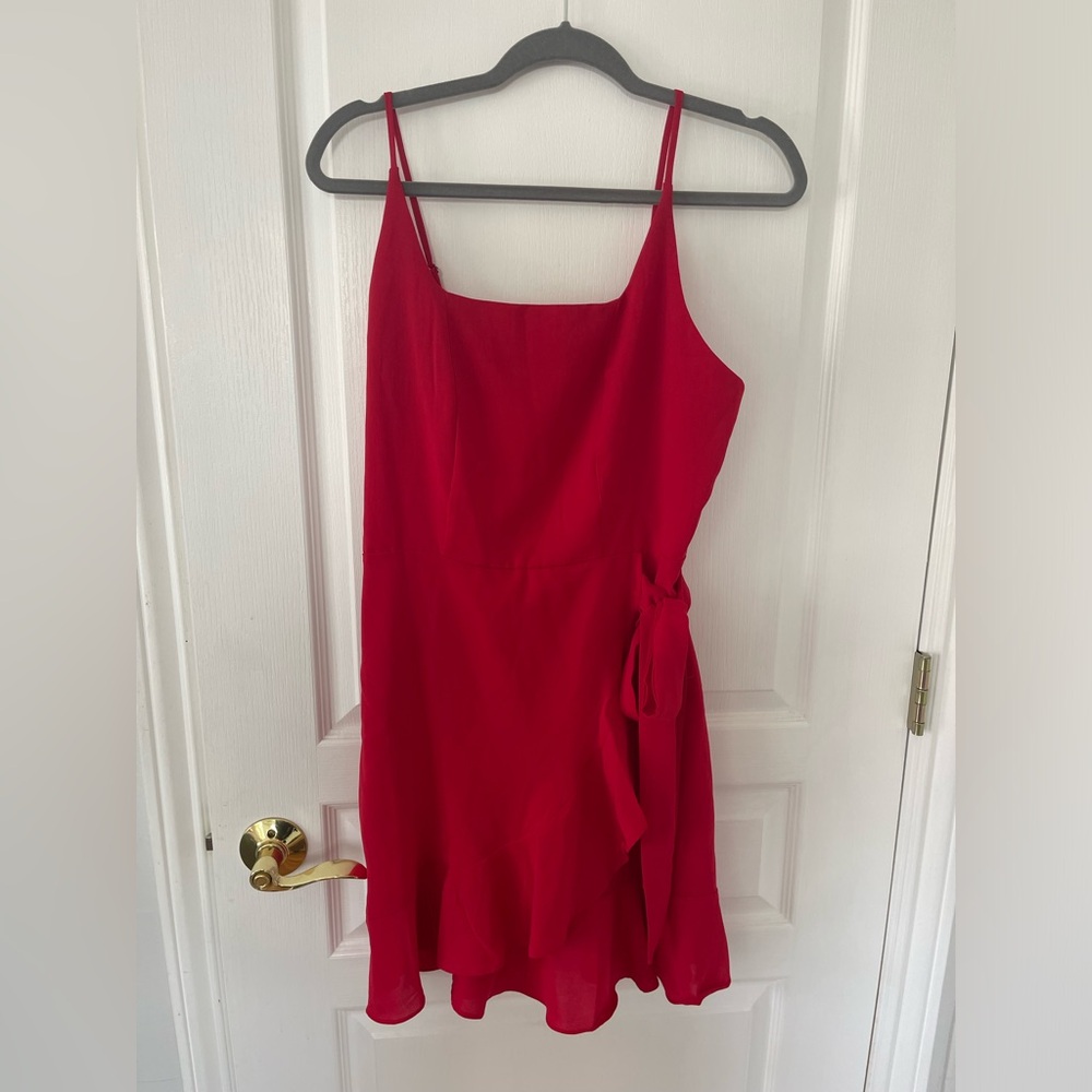 Red Mini Dress with Side Tie